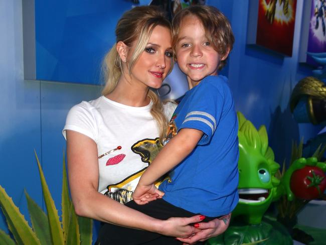 A new addition ... Ashlee and Bronx pictured in 2014. Picture: Imeh Akpanudosen/Getty Images for Activision