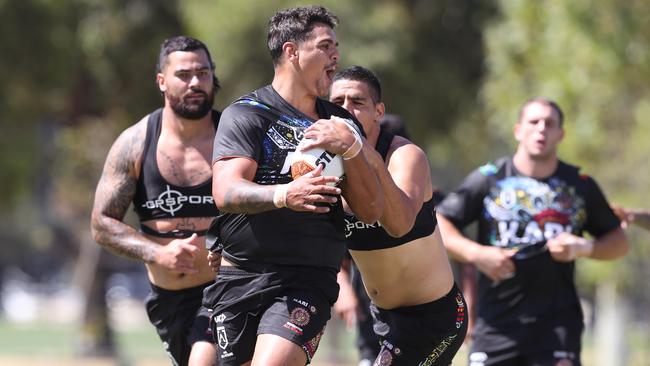 The Indigenous All stars are set to play an exciting brand of footy in Melbourne. (AAP Image/David Crosling) 