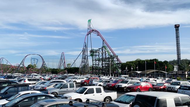 Movie World carpark at Coomera was full to the brim. Photo: Scott Powick Newscorp