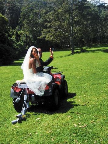 Layne Beachley and Kirk Pengilly on their wedding day 10 years ago. (Picture: Supplied)