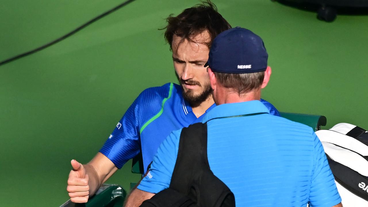 Daniil Medvedev blames the gritty, slow courts at Indian Wells for him tripping up. (Photo by Frederic J. BROWN / AFP)