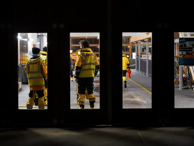 Crew members from Bridlington RNLI return to the lifeboat station in Bridlington after being involved in the rescue operation. Picture: Getty Images