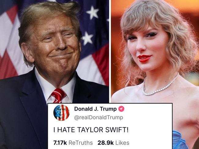 In a post on his social media platform, Trump said he hates Swift, who told her 284 million Instagram followers that she would be voting for Harris.