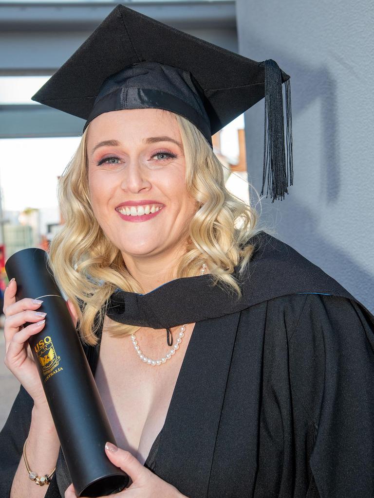 Graduating with distinction, in her Bachelor of Human Services is Sarah Welch. UniSQ graduation ceremony at Empire Theatre, Tuesday June 27, 2023.