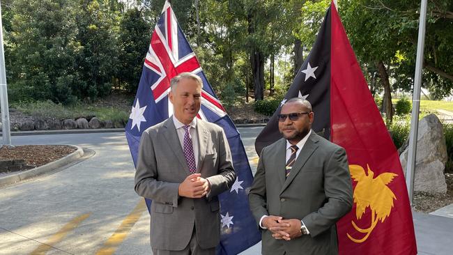 Deputy Prime Minister and Minister for Defence Richard Marles with Papua New Guinea Minister for Defence Billy Joseph ahead of the meeting.