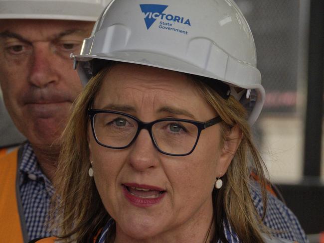 MELBOURNE,AUSTRALIA-NewsWire Photos 19 MARCH, 2023: Minister for Transport and Infrastructure Jacinta Allan to make an announcement at Greensborough Train Station. L >R: Matthew Gault, Colin Brooks, Jacinta Allan. Picture: NCA NewsWire / Valeriu Campan