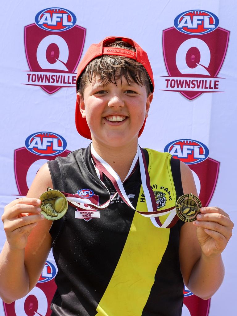 Cooper Jones from Hermit Park Tigers won the best on ground award for the Under 13 in AFL Townsville. Picture: Supplied