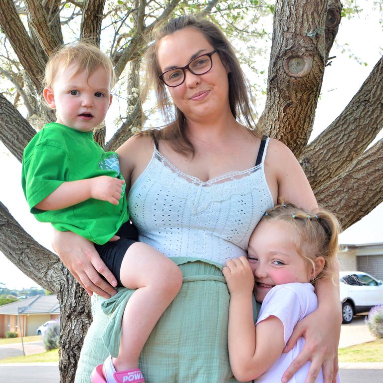 Misty Hogan with her daughters Savannah Jones (left) and Anastasia Hogan. Picture: Rhylea Millar