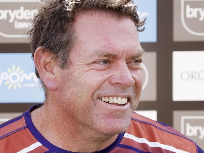 SYDNEY, AUSTRALIA - JULY 16: Current coach of the Wests Tigers, Brett Kimmorley, speaks to the media during a Wests Tigers NRL media opportunity at Cintra park on July 16, 2022 in Sydney, Australia. (Photo by Mark Evans/Getty Images)