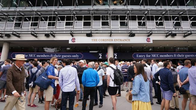 Crowds gather outside the MCG before the start of the Test. Picture: AAP