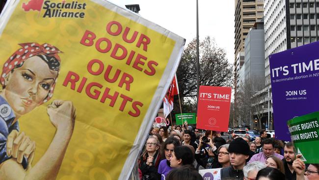 Pro-choice advocates and supporters of the Bill outside parliament on Wednesday. Picture: Dean Lewins