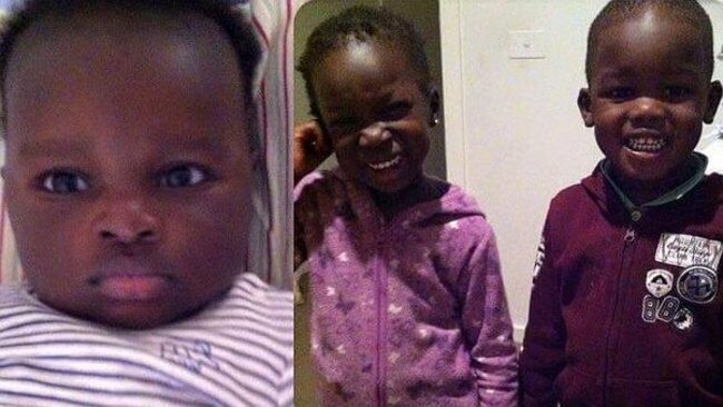 Bol, 1, Madit, 4, and Hanger, 4, died after the four-wheel drive they were in crashed into a lake at Wyndham Vale in Melbourne's outer west. Their mother Akon Guode has been charged with their murder.