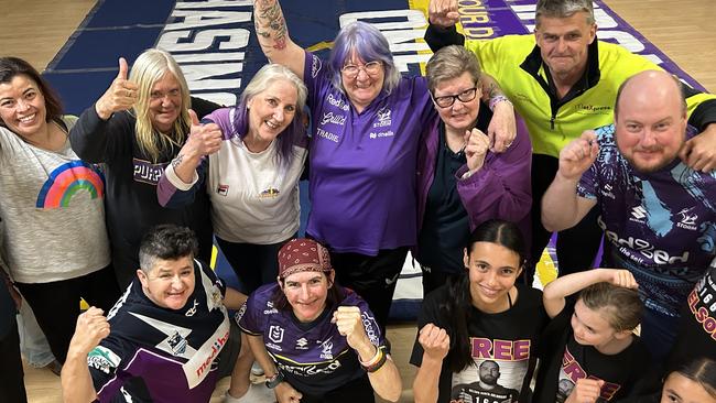 The Melbourne Storm banner crew ahead of the 2024 NRL Grand Final.  PIcture: Shannon Gill