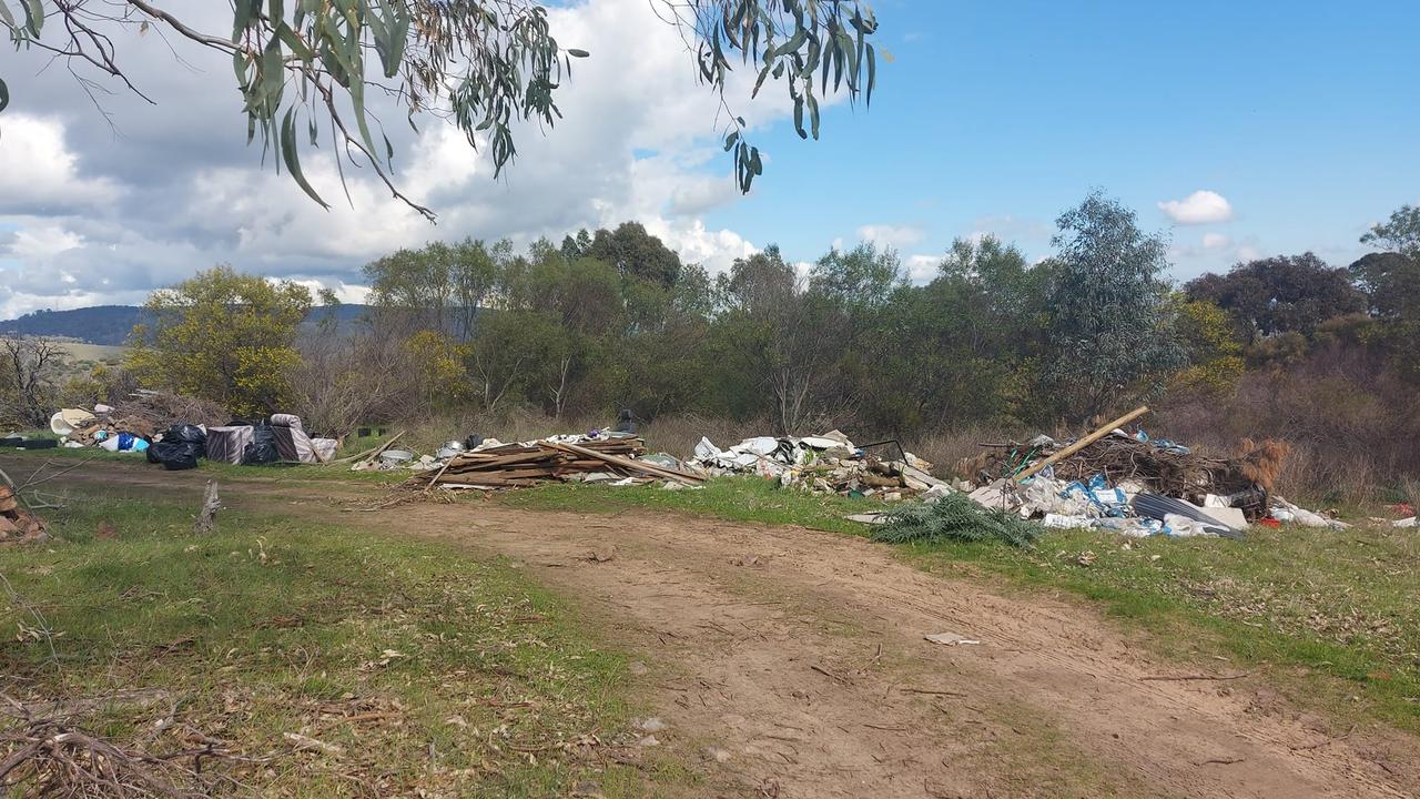 Rubbish dumped near Anstey Hill Recreation Park in Tea Tree Gully.