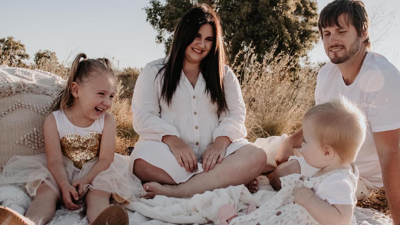 Cleo Smith pictured with mum Ellie Smith, stepdad Jake Gliddon and her sister. Picture: Facebook.