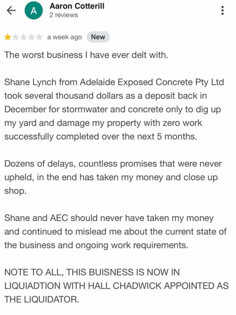 Online reviews for Adelaide Exposed Concrete.