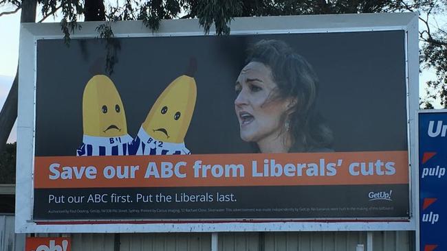 Pics taken from Georgina Downer Facebook page with caption "More scare, more lies from the Sharkie, Shorten, GetUp Alliance. I have made my position clear on the ABC. I support the ABC. The ABC will not be sold or privatised. That is my commitment." Facebook