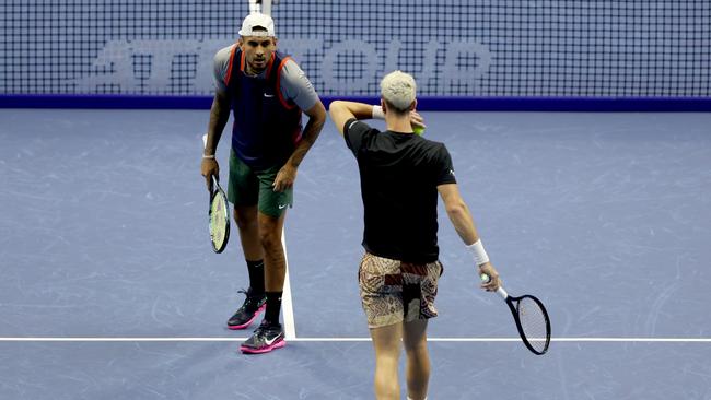 Nick Kyrgios and Thanasi Kokkinakis pulled off a sensational comeback. (Photo by Matthew Stockman/Getty Images)