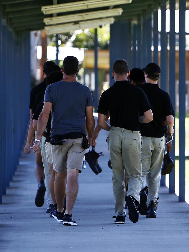 Detainees return to their cell block at the Frank Baxter Juvenile Justice Centre. Sbrugnera says his first stint in juvie only prepared him for more crime. Picture: Tim Hunter