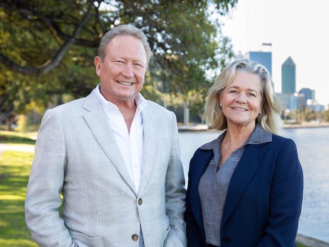 Andrew 'Twiggy' Forrest and Nicola Forrest from late June supplied by their office.