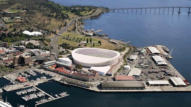 An artists impression of the Macquarie Point stadium.