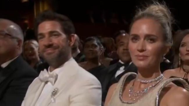 Emily Blunt and John Krasinski shared a sweet moment during the ceremony. Picture from Twitter.