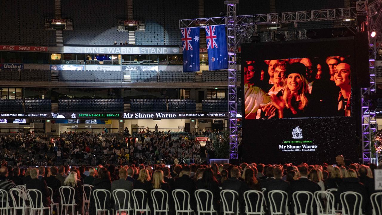 The state memorial service for Shane Warne at the MCG. Picture: Mark Stewart