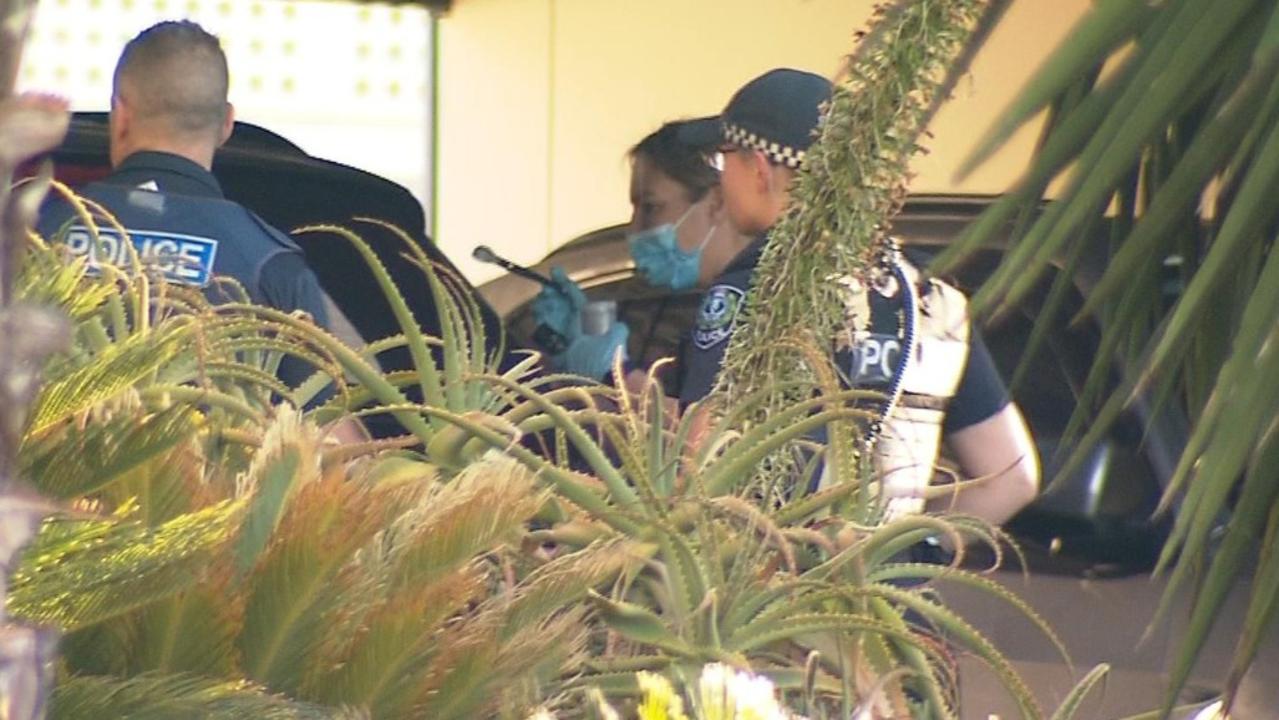 Police at the scene at Brabham Crescent, Gulfview Heights, after a daylight shooting. Picture 7NEWS