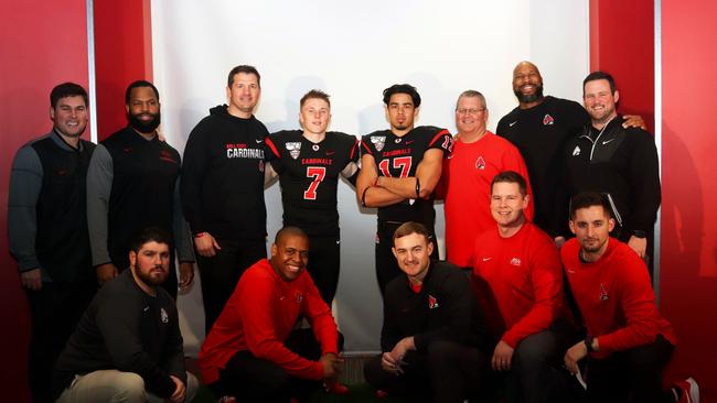 Borrow pictured with his Ball State University teammates. Supplied.