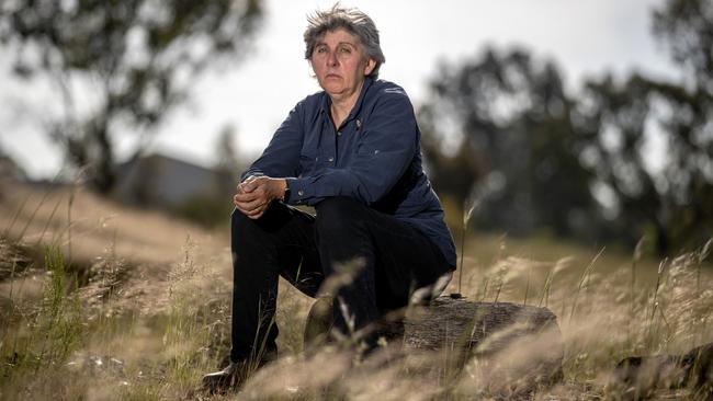 Carmen Barnsley, of Mount Camel, Victoria, has been unable to get a permit to travel to arrange a funeral for her sister Jane, top right, who died in NSW. Picture: David Geraghty