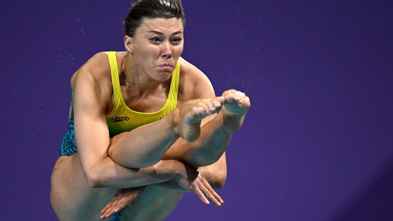 Brittany O’Brien on her way to Commonwealth Games silver. Picture: Oli Scarff/ AFP