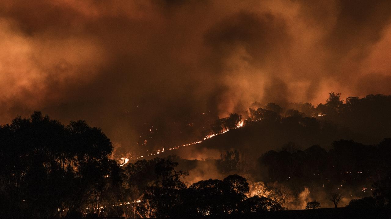 The Dalveen bushfire on Tuesday night. Picture: Kevin Farmer