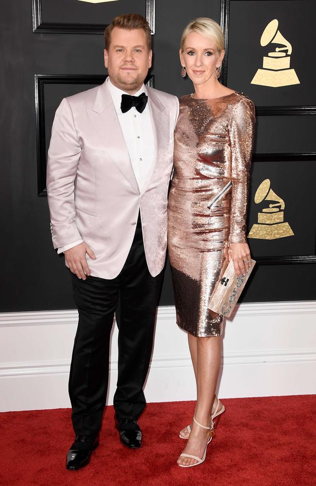 Host James Corden and Julia Carey attend The 59th GRAMMY Awards at STAPLES Center on February 12, 2017 in Los Angeles, California. Picture: AFP
