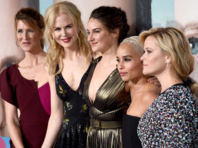 The “Monterey Five” (from left) Laura Dern, Nicole Kidman, Shailene Woodley, Zoe Kravitz and Reese Witherspoon. Picture: AFP