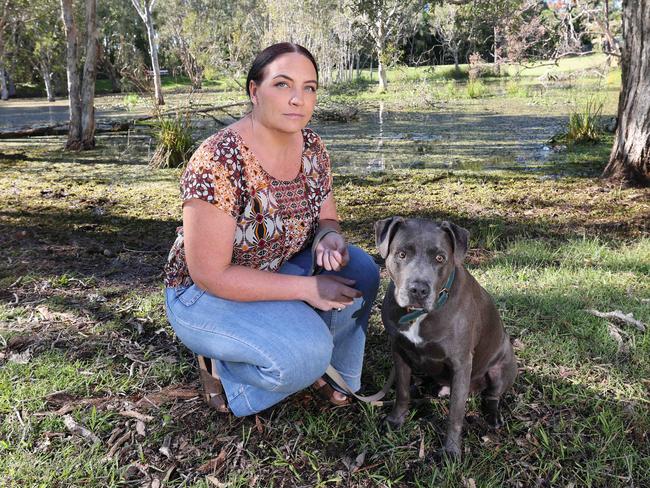 Labrador residents are calling for council to fence off a dangerous body of water after its latest casualty. According to locals the Musgrave pond is a disaster waiting to happen, Lauren Quilligan's dog, Mick Jagger, was rushed to an emergency vet after it was cut open by something beneath the surface.  Picture Glenn Hampson
