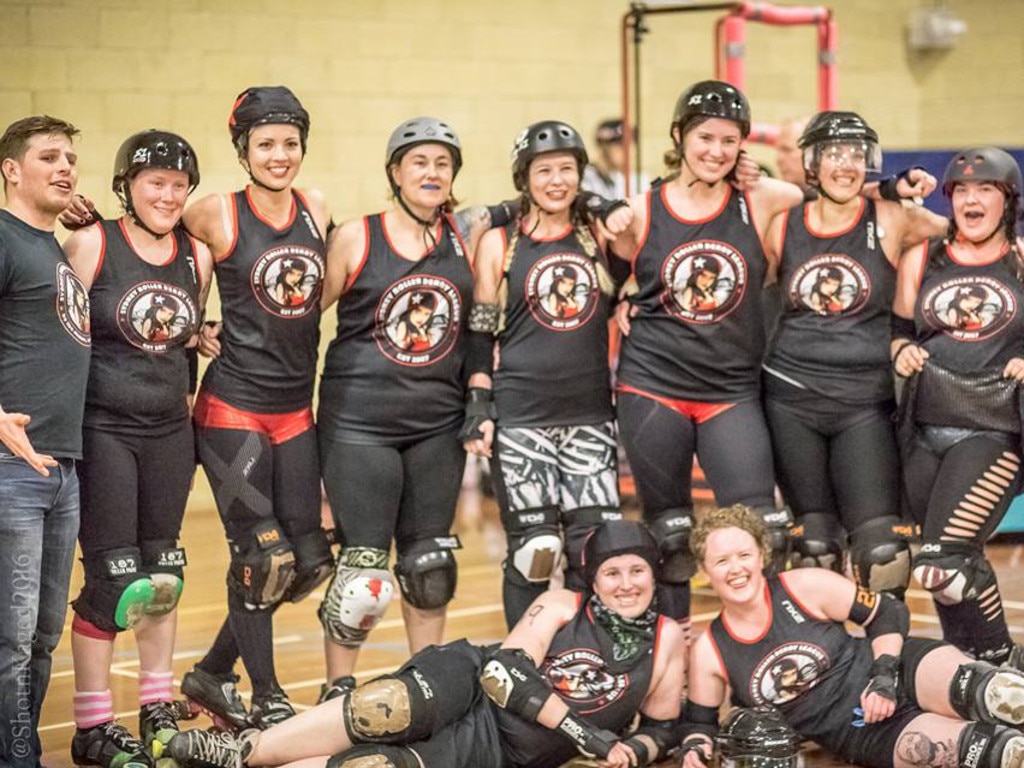 Roller derby player Sarah McCarthy (third from the left) has called for greater awareness surrounding concussion across all sports