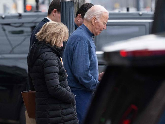 US President Joe Biden and his sister Valerie Biden Owens leave Mrs. Robino's Italian Restaurant in Wilmington, Delaware. Picture: AFP