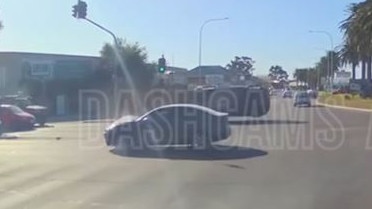 A car rolled over in a traffic incident caught on dashcam footage at the intersection of Port Rd and Grand Junction Rd. Picture: Dashcams Adelaide.