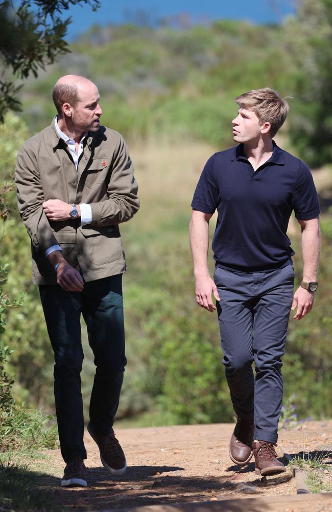 Prince William, Prince of Wales talks to Robert Irwin during his visit at Signal Hill on November 05, 2024 in Cape Town, South Africa. Picture: Chris Jackson/Getty Images