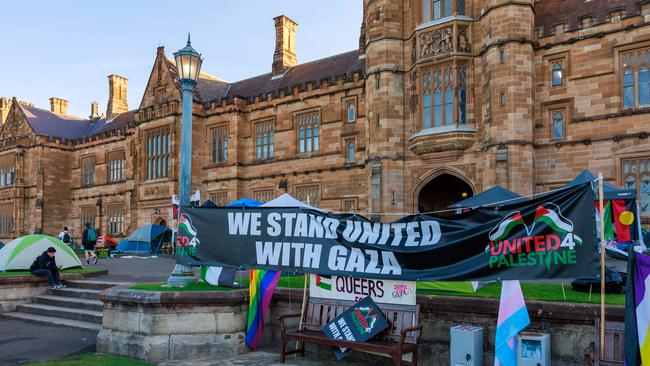 Scenes outsidte the University of Sydney last year. We need a reckoning with the “Be Kind” activist class and its stark failure to stand with Jews in their hour of need.