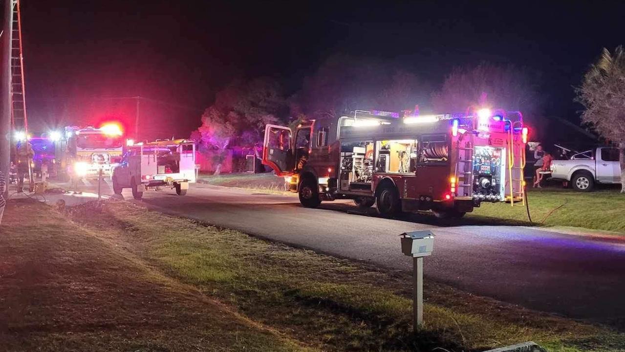 Multiple fire crews have battled a blaze which broke out in a bedroom and quickly spread, forcing residents to flee overnight near Maryborough.