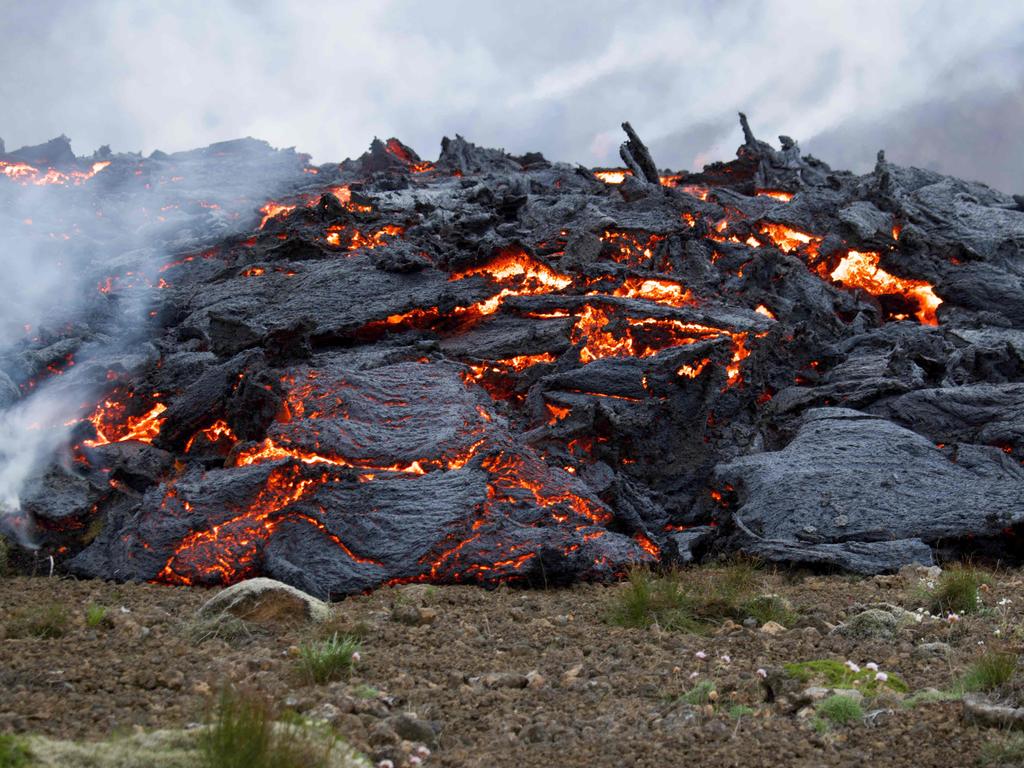 “When the wind is coming in this direction, it’s not so hot... it’s warm like a campfire,” said Niall Lynch, a 23-year-old Irish guide AFP met in front of the fresh lava flows next to the small peak of Litli Hrutur. Picture: Jeremie Richard / AFP