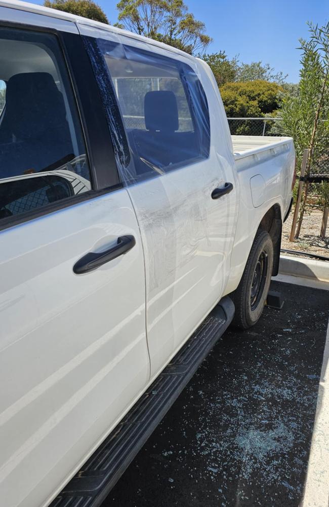 Vandals damaged vehicles and stole tools from the Dja Dja Wurrung Corporate and Community Centre on Hattam St, Golden Square, Bendigo on February 19. Picture: Supplied.