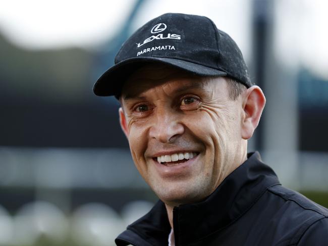 DAILY TELEGRAPH OCTOBER 13, 2022. Chris Waller  trainer of favourite Nature Strip in The Everest 2022, speaking during a press conference after track work at Rosehill Gardens Racecourse. Picture: Jonathan Ng