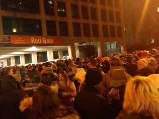 Crowds waiting to go into the National Mall . Picture: Laura Telford