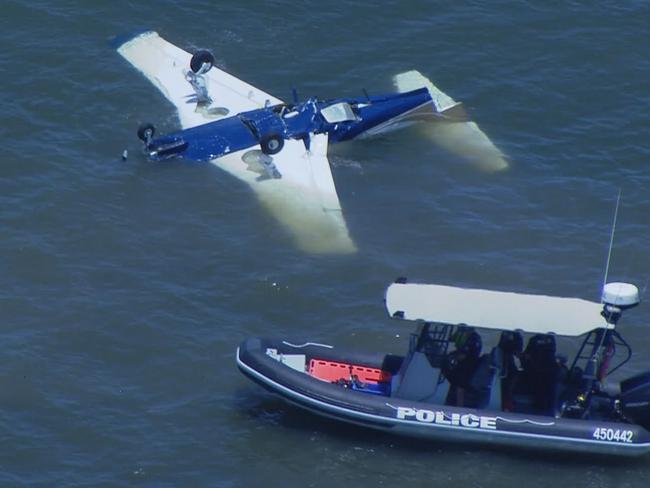 The light plane that crashed into the sea near Redcliffe, in December 2021. Picture: 7NEWS Brisbane