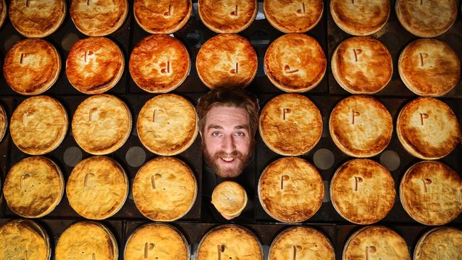 Owner Luke Price is pie-eyed at which of his humble pies will be lunch. Picture: David Caird