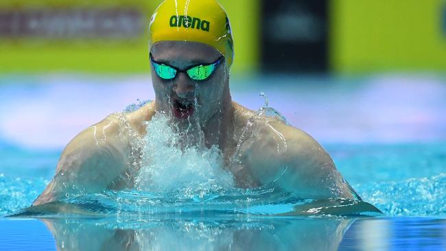 Matthew Wilson captured silver in the 200m breaststroke final. Picture: Manan Vatsyayana / AFP)