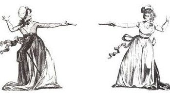 Lady Almeria Braddock and Mrs Elphinstone start their duel. Picture: Twitter