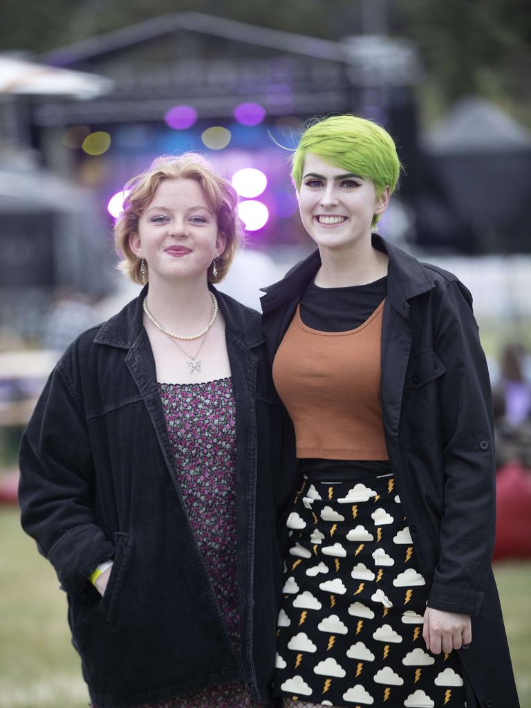 Laura Campbell of Claremont and Elisha Williams of Howrah at the Veronicas concert, Hobart. Picture Chris Kidd